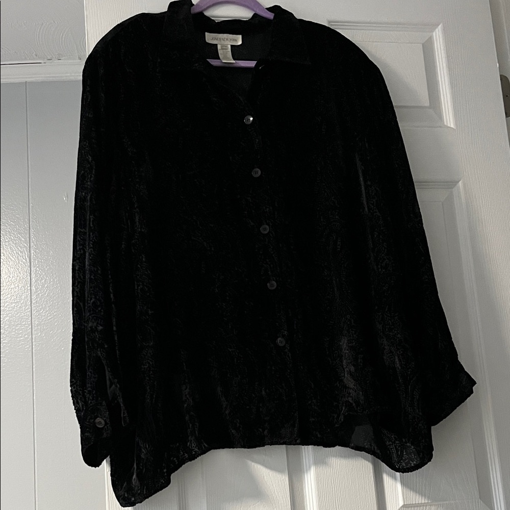 Jones New York Black Textured Blouse